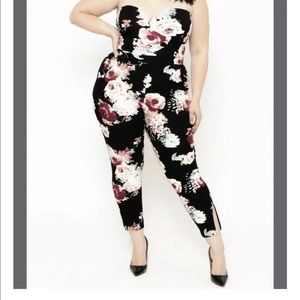 Plus size floral jumpsuit